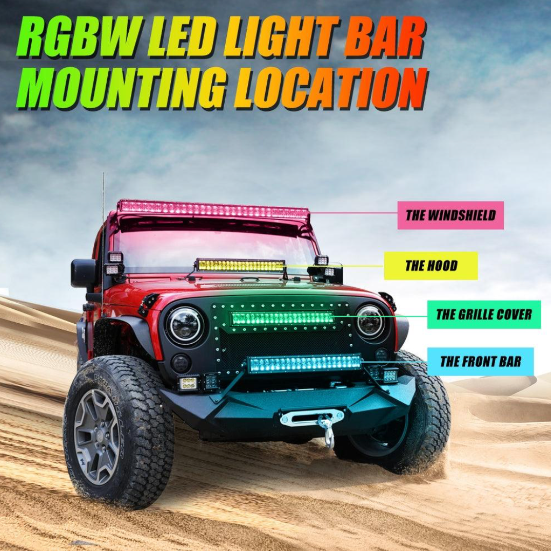 22-42 INCH V-PRO SERIES STRAIGHT RGBW COLOR CHANGING OFF ROAD LED LIGHT BAR