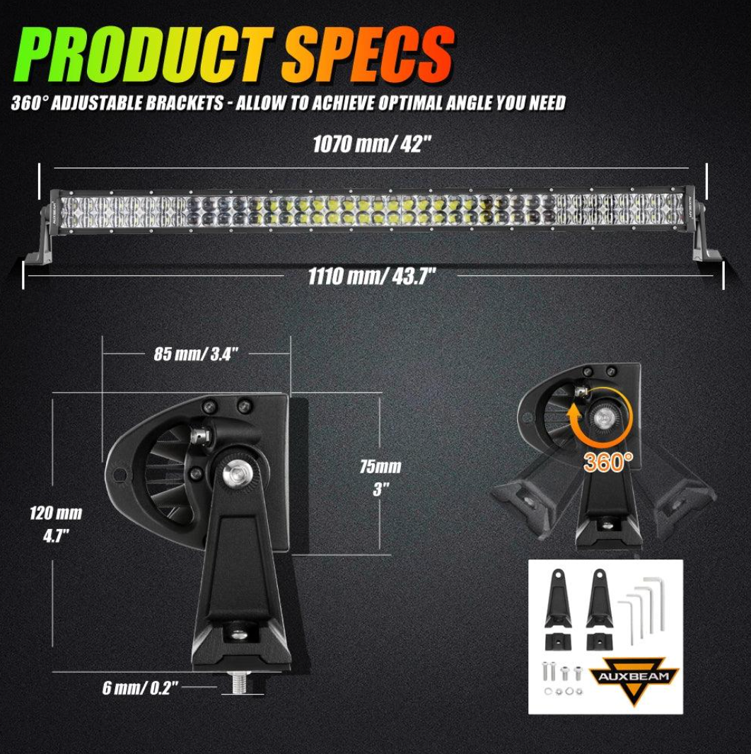22-42 INCH V-PRO SERIES STRAIGHT RGBW COLOR CHANGING OFF ROAD LED LIGHT BAR