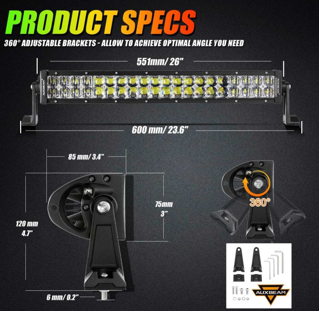22-42 INCH V-PRO SERIES STRAIGHT RGBW COLOR CHANGING OFF ROAD LED LIGHT BAR
