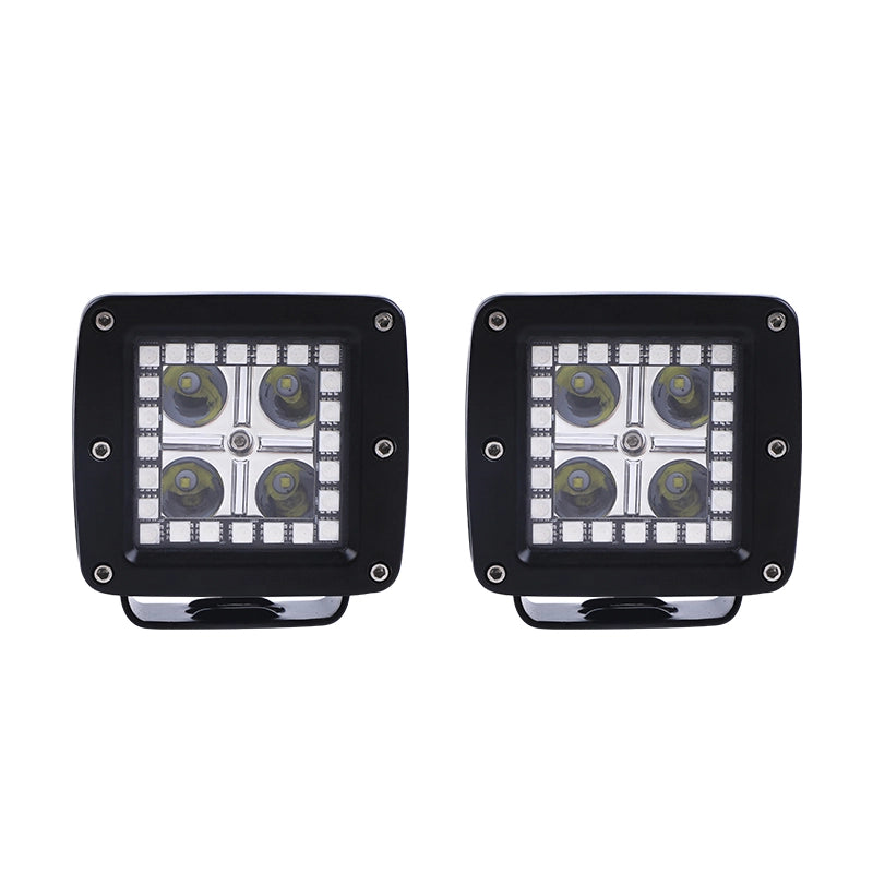 LOYO RGB 3 Inch Cube LED Ditch Lights for Jeep Pickup Truck ATV/UTV