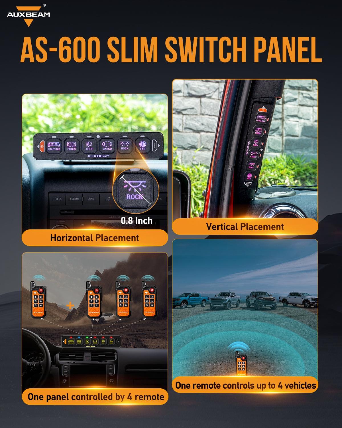 AS Series 4/6/8 Gang RGB Slim Switch Panel with APP&Remote Control, Toggle/ Momentary/ Pulsed Mode Supported(One-Sided Outlet)