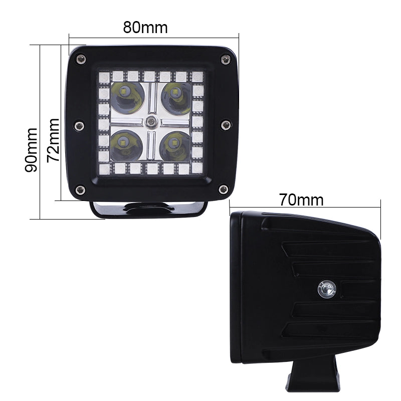 LOYO RGB 3 Inch Cube LED Ditch Lights for Jeep Pickup Truck ATV/UTV