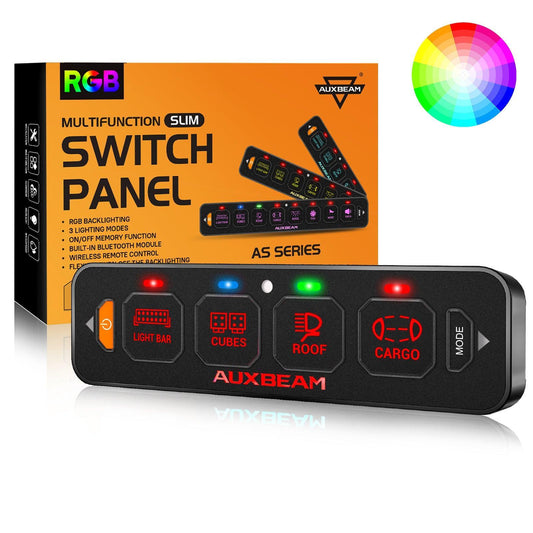 AS Series 4/6/8 Gang RGB Slim Switch Panel with APP&Remote Control, Toggle/ Momentary/ Pulsed Mode Supported(One-Sided Outlet)